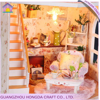 Kit de bricolage maison de poupée en bois et tissu pour enfants, miniatures faites maison de la librairie Chain, maisons miniatures en bois personnalisées