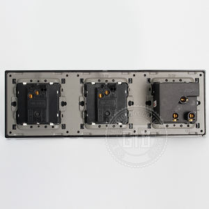 Pannello CNC in alluminio spazzolato per uso domestico nero smart hotel con 3 interruttori a parete a pulsante collegati modulari - Product Image 5