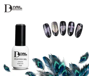 New Nail Bd Supply Products Soak Off Black Base Peacock Gel Polish Starry Bling Glitter Sequins Nail Color Chrome Gel Polish