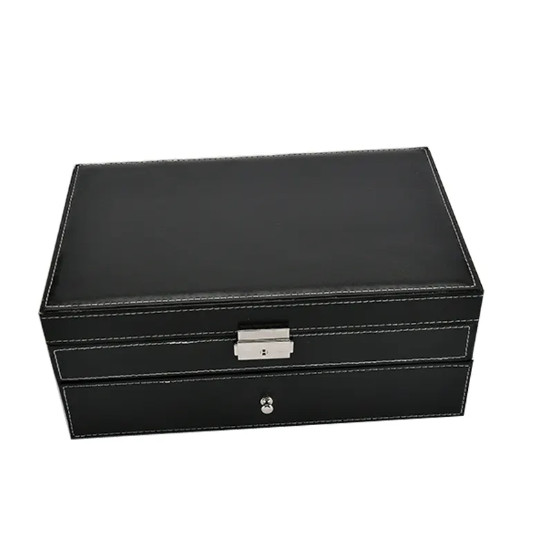 Custom logo printed luxury PU leather jewelry box watch storage organizer box
