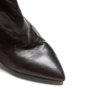 2018 moda şık sevimli sonbahar sivri burun kama yüksek topuklu bayanlar kısa patik siyah koni topuk elastik kadın yarım çizmeler - Product Image 4