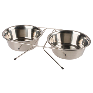 Stand Basic Twins Roestvrij Pet <span class=keywords><strong>Feeder</strong></span> Voor Grote Hond - Product Image 1
