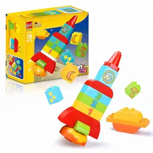 Groothandel lego duplo raket-Shantou Speelgoed 18Pcs Grote Bouwsteen Diy Baksteen Educatief Baby Speelgoed Compatibel Met Legoing Duplo