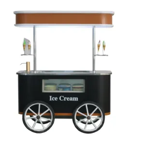 उच्च गुणवत्ता विभिन्न shapment मोबाइल gelato गाड़ी आइसक्रीम कियोस्क के साथ पहियों