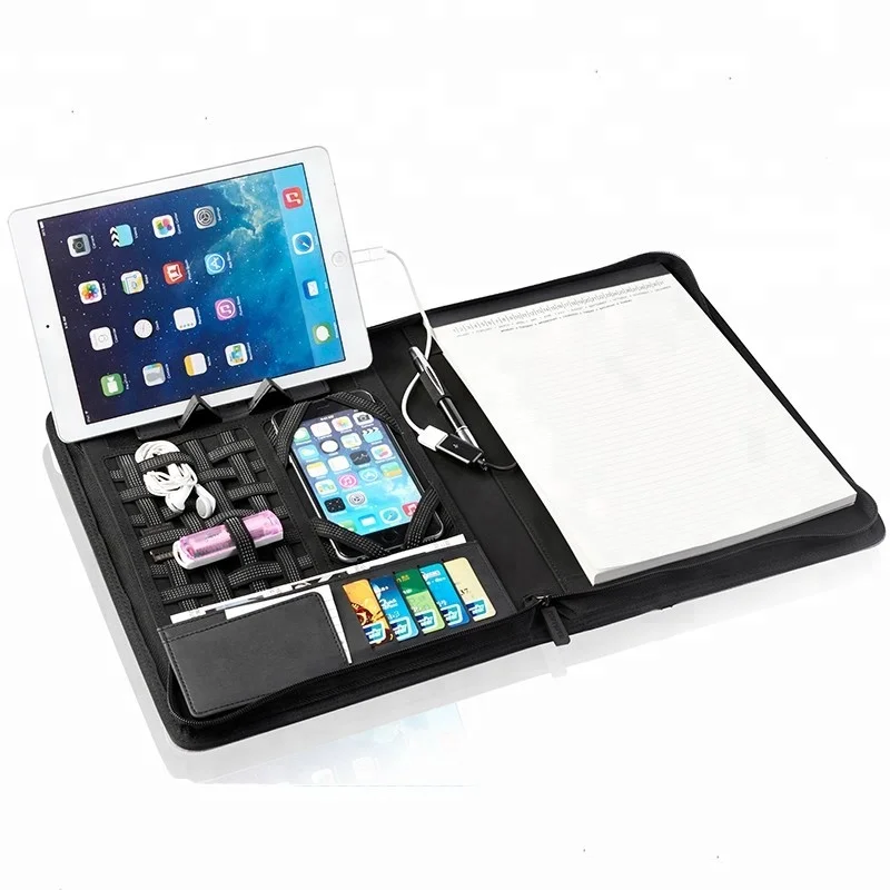 Роскошный деловой офисный Органайзер А4 из черной искусственной кожи