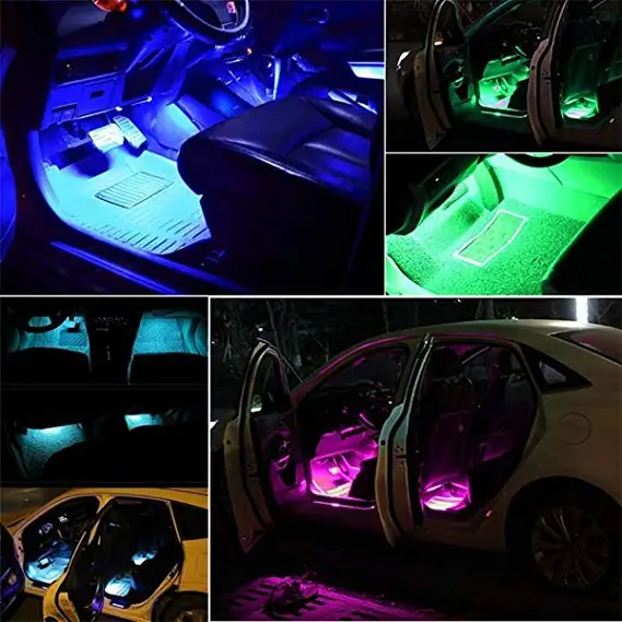 HTAUTO Lampu Setrip Internal Mobil 12V, Sistem Lampu Suasana Internal Mobil/Lampu Kaki Kendaraan Atmosfer LED Otomotif