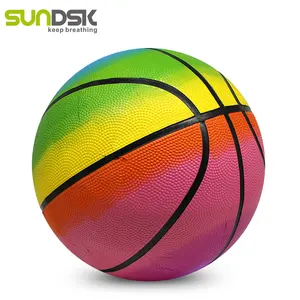 SUNDSK custom rubber basket ball colorful junior size rubber bulk basketball