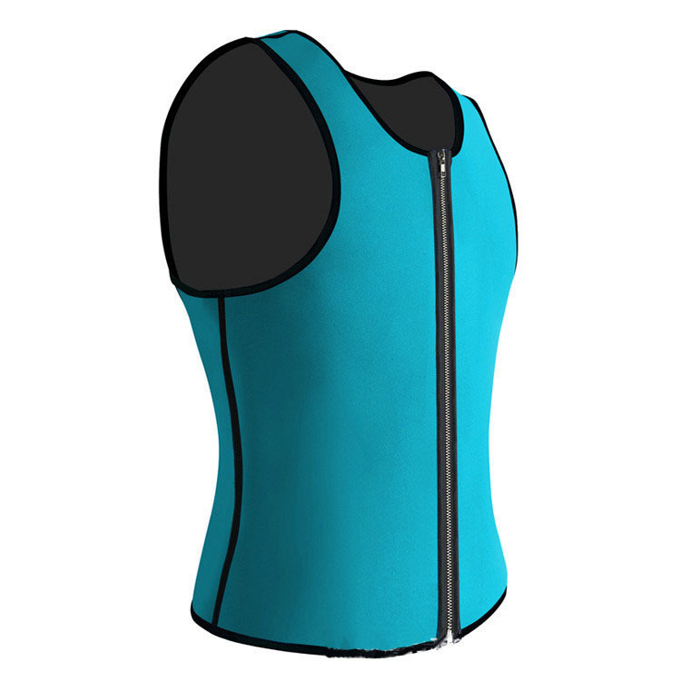 Men's Neoprene Workout Tank Top Zipper Waist Trainer Vest Body Shaper Compression Gym Shirt Home Use Sauna Suits #BS-05