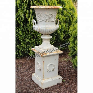 Pots à fleurs en fonte pour patio, hauteur 2 m, taille grande, avec piédestal / Grands bacs à plantes d'extérieur - Product Image 3