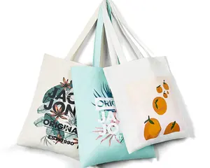 Popular Reusable Recycled canvas Cotton Shopping Grocery Shopper Tote Calico Bags with custom printed logo