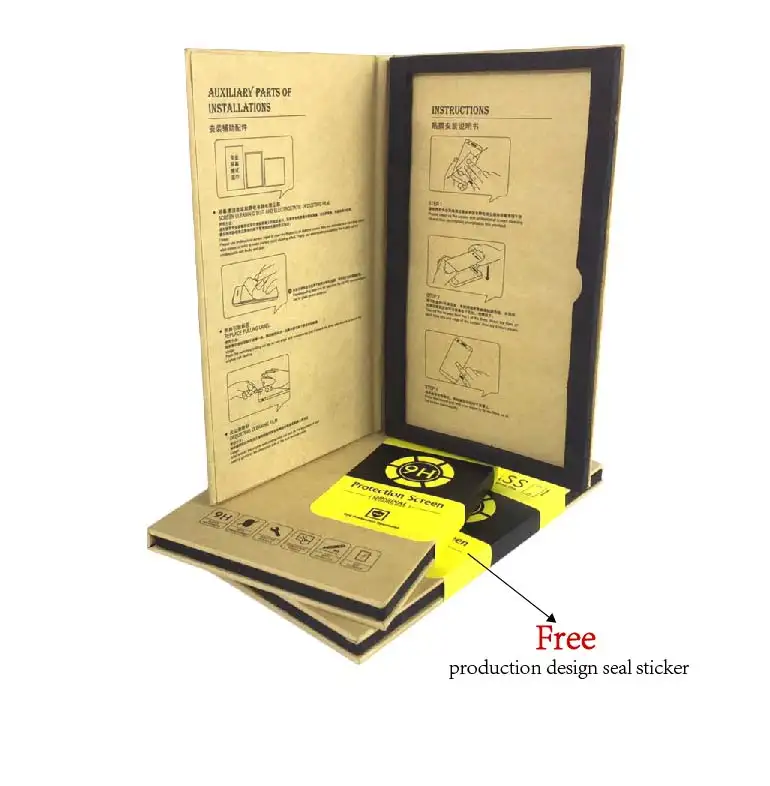 Personnalisation en gros de papier kraft de haute qualité verre trempé film boîte de protection pour iphone/ipad