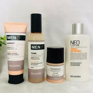 Commercio all'ingrosso maschio/uomo viso set per la cura della pelle rinfrescante viso detergente lozione toner set per gli uomini