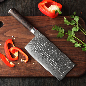 Coltello da taglio per mannaia da cucina cinese in acciaio damasco martellato da <span class=keywords><strong>7</strong></span> pollici con manico in legno Pakka Dropship - Product Image 4