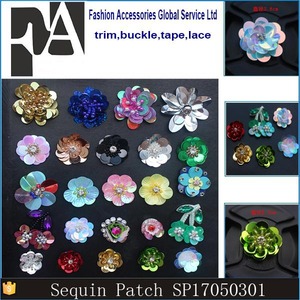 Flor de Lentejuelas Colorida Hecha a Mano en 3D con Perla y Diamantes de Imitación, Estilo Nuevo 2017 - Product Image 6