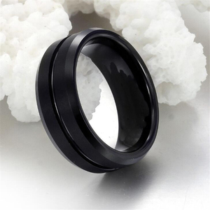 Anillos baratos de acero inoxidable chapado en oro de alto pulido al por mayor <span class=keywords><strong>Europa</strong></span> América nuevo anillo de joyería de acero inoxidable negro para hombres - Product Image 2