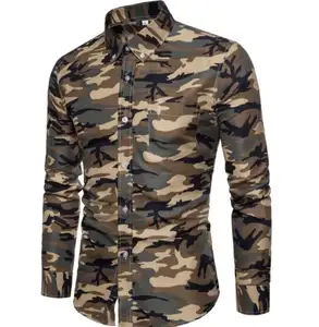 Manufacturer Custom Embroidered 8 colors size S to XXL mens fit long sleeve camo print shirts