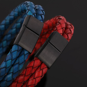 Gelang kulit Vintage uniseks penjualan laris kulit kepang gandum atas warna-warni dari pabrik - Product Image 3
