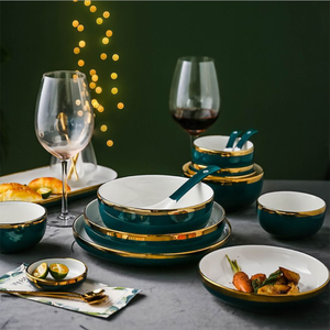 Échantillon Nordique luxe vert noirâtre phnom penh en porcelaine plat ensembles de vaisselle en céramique - Product Image 1