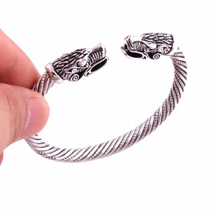 Huilin Jewelry Viking Pagan Gothic Wolf Head <strong>Pewter</strong> Bracelet Norse Jewelry Totem Viking Bracelet - Product Image 6