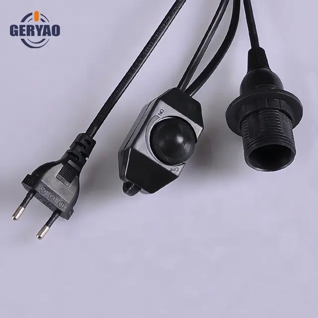 Customized EU power plug lamp cord with dimmer switch
