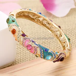 Gelang Cloisonne Enamel 18K Wanita, Gelang Emas