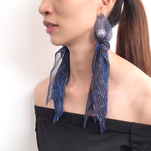 Bohemian dantel şal İmitasyon İnci uzun küpe kristal boncuklu bildirimi küpe düğün takısı tılsım küpe büyük toptan - Product Image 4