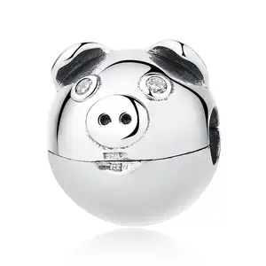 Silver Lovely Pig with Ears Nose Clips Charms