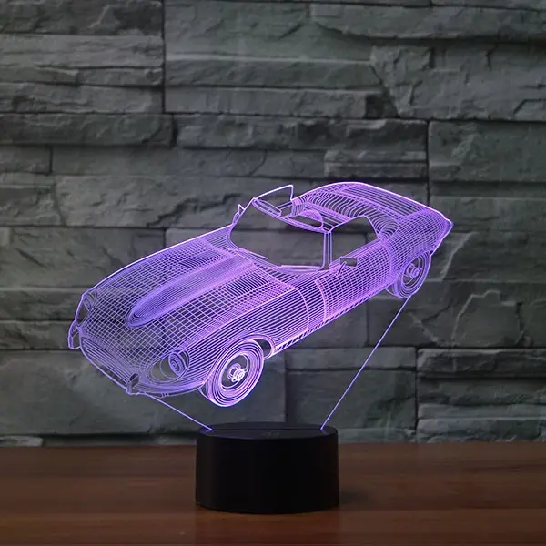2022 Hot Selling LED Night Light illuminated plastic USB 3D Bedside Car Shape Deco 3d Visual Lamp nightlight
