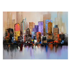 Handpainted Singapore Abstract Cityscape Home Goods Art Oil Painting For Interior Decoration