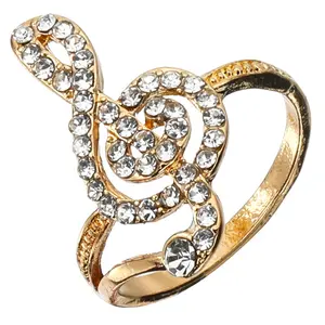 Turkish Fashion Jewelry Sample Engagement Rhinestone Music Note Rings