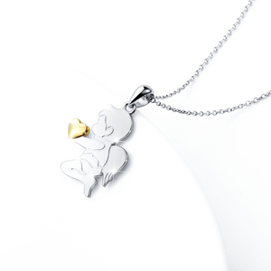 Commercio All'ingrosso dei monili di Due Toni 925 Sterling Silver Cupido Cuore D'oro Angelo Custode Dell'ala Del Pendente Della Collana per Le Donne - Product Image 3