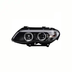 LED Angel Eyes Head Light Lamps Black Housing for 2003-2006 Year X5 E53