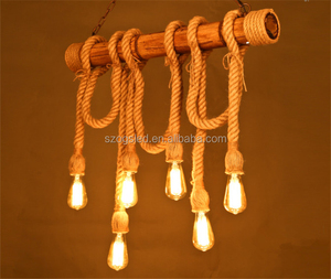 Industrial de <span class=keywords><strong>la</strong></span> vendimia <span class=keywords><strong>cuerda</strong></span> de Cáñamo De Bambú <span class=keywords><strong>Restaurante</strong></span> Hierro lámpara de Techo Decorativo LLEVÓ colgando luz - Product Image 3
