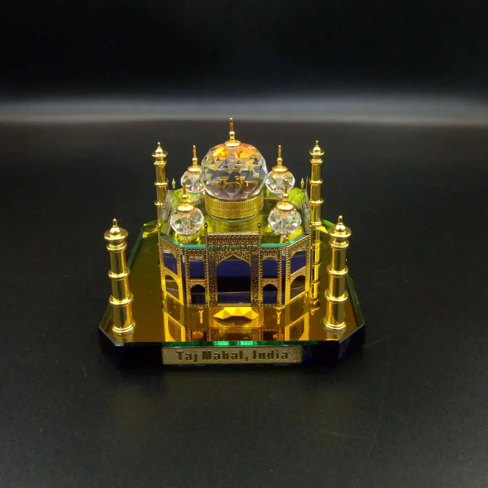 Yeni tasarım yüksek kaliteli kristal cam minyatür yapı Taj Mahal modeli