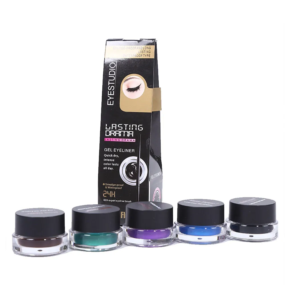 2020 Hot Color Eyeliner Gel Make-up Gel Eyeliner mit Pinsel 24 Stunden langlebig für Frauen