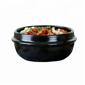 Hot Koop Zwarte Klei Pot Zwarte Keramische Stenen Kom Pot Voor Koreaanse Keuken Dolsot Bibimbap Rijst Soep Serveren