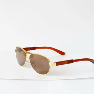 Nouvelle arrivée hommes mode cristal de thé naturel lunettes de soleil