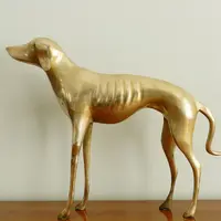 Sculpture de chien en métal doré, 18 cm, tailles de vie, bronze, à vendre