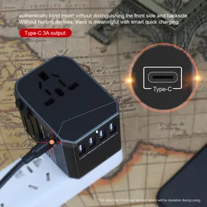 Mới Nhất Điện Travel Adapter Ổ Cắm Phổ Travel Adapter Với 5.6A Type-C 4USB Anh Mỹ AU EU Cắm Travel Adapter