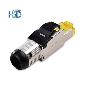 Connecteur blindé RJ45 Cat8 sans outil pour terminaison sur site, prise modulaire mâle Ethernet pour câbles Cat8 - Product Image 1