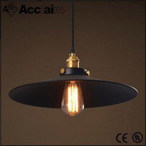 Negro de La Vendimia de Iluminación Retro tapa <span class=keywords><strong>oficial</strong></span> en forma de sombra wok de hierro de una sola cabeza colgante - Product Image 3