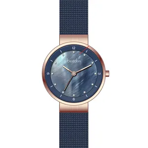 彩色蓝色表盘女士日本设计师钻石手表