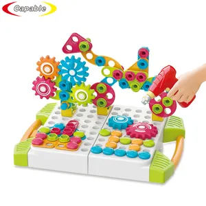 215pcs Kids Creative Electric Screw Drill Puzzle Learning Toys DIY 3D Assembled Building Blocks Construction Games STEM Toys