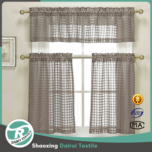 DaiRui <span class=keywords><strong>tenda</strong></span> da <span class=keywords><strong>cucina</strong></span> trasparente 3 pezzi con Design a quadri 1 mantovana 2 pannelli - Product Image 6