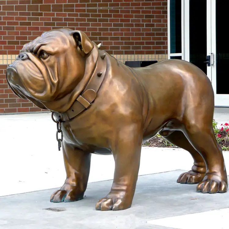 English Bulldog Bronze Dog Statue Animal Figurine Russian Art Sculpture 4 3/4" 
