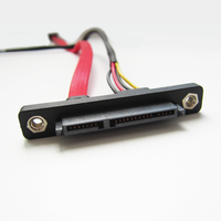 Câble Sata 7 broches à 180 degrés/connecteur 4 broches Câble plat femelle Sata 7 + 15 broches 22 broches