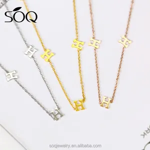 2023 Suitable size gold color symmetrical letter H pendant solid stainless steel body chain