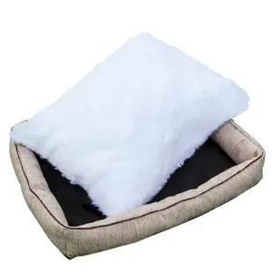 Customization White Fleece Pet Faux Fur Soft Dog Bed Basket Cushion Pillow Supplier