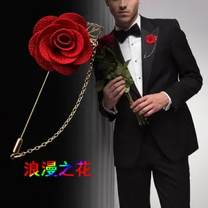 Ensemble de printemps coloré, mode coréenne pour hommes, costume masculin avec col en tissu chaîne, revers fleuri, broches de sécurité Rose, broches de marié