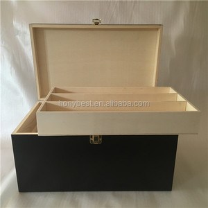 Hiện đại màu Đen bằng gỗ lưu niệm hộp cao cấp trang trí bằng gỗ Box với bản lề Nắp bằng gỗ Stash box với cán Tray đối với trang sức - Product Image 5